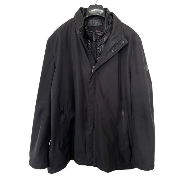Tumi Tech Black Jacket Men's Large Insulated Water Resistant Puffer Zip Pockets - Picture 1 of 11